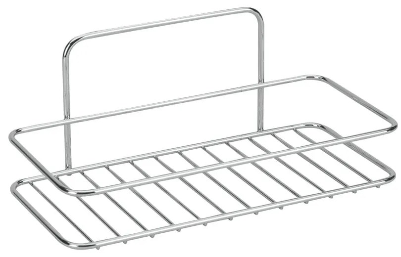 Raft pentru baie argintiu lucios de agățat/autoadeziv din oțel Luxy – Metaltex