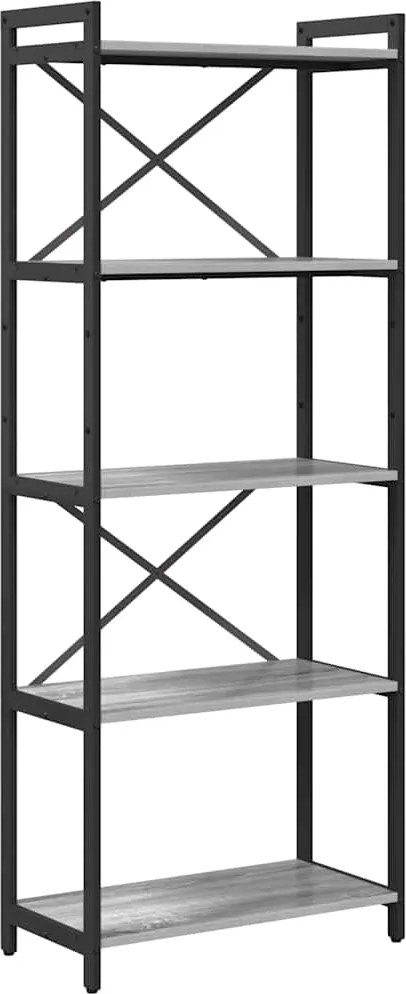 vidaXL Raft pentru cărți sonoma gri 60 x 30 x 155 cm Lemn compozit