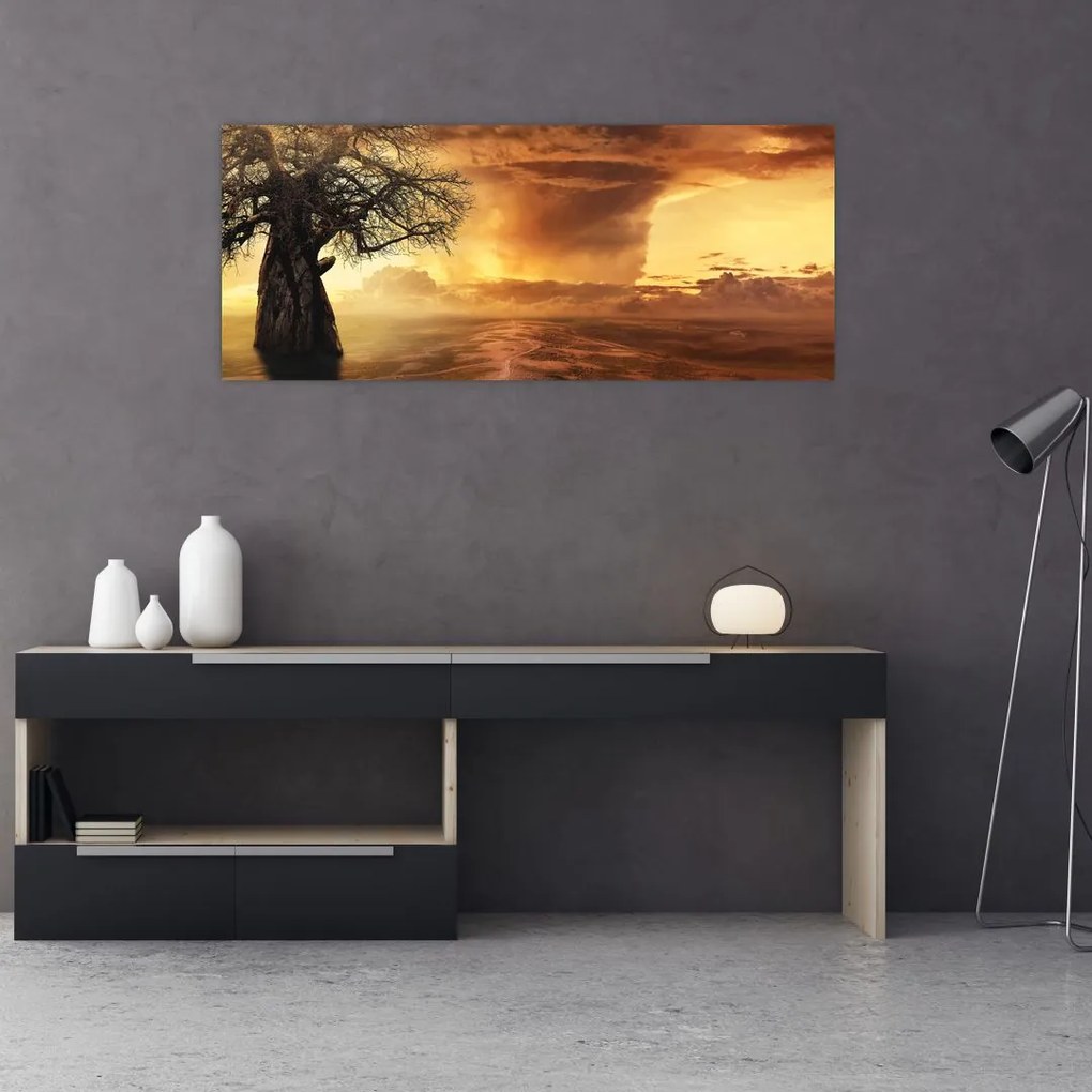 Tablou cu norii portocalii (120x50 cm)