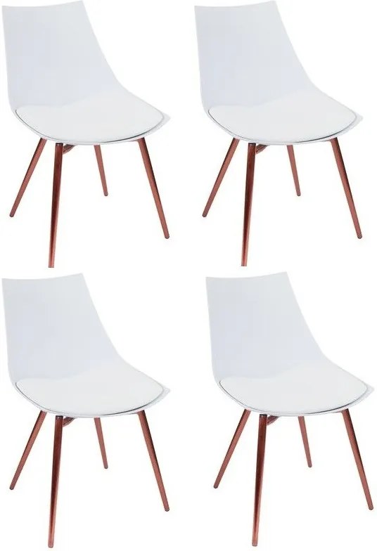 Set de 4 scaune Rico, metal, albe, 78 x 47 x 56 cm