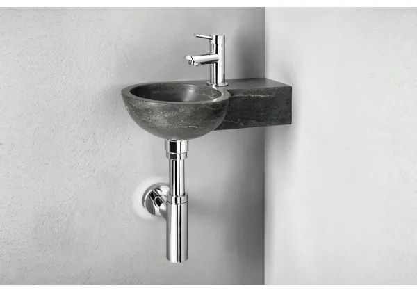 Sapho - Lavoar suspendat de colț BLOK 40 x 23 cm, montare pe dreapta, antracit