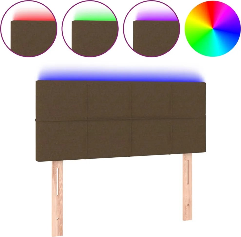 vidaXL Tăblie de pat cu LED, maro închis, 90x5x78/88 cm, textil