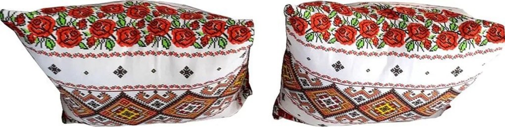 Set 2 perne decorative Casa Gino®, dimensiuni 40X40 cm, pentru living, bucatarie si dormitor, bumbac 100%, Motive traditionale si Trandafiri