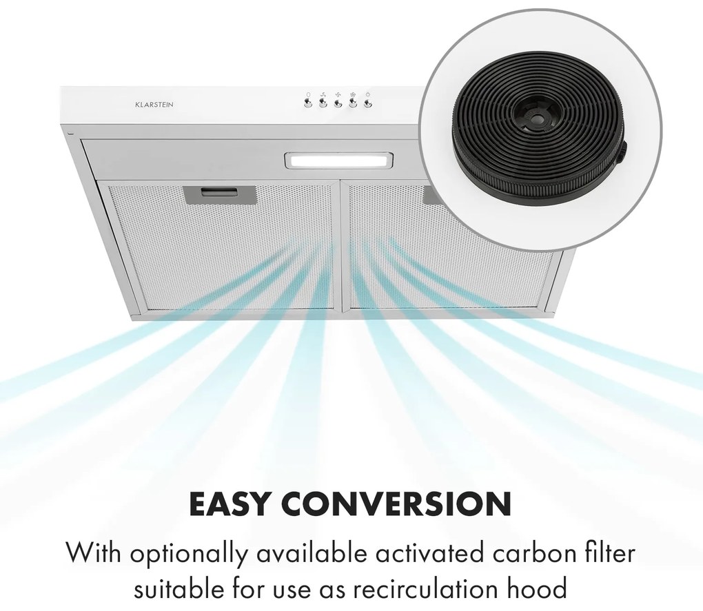 Contempo, hota incorporabila, 60 cm, 175 m³ / h, LED, inox, alb