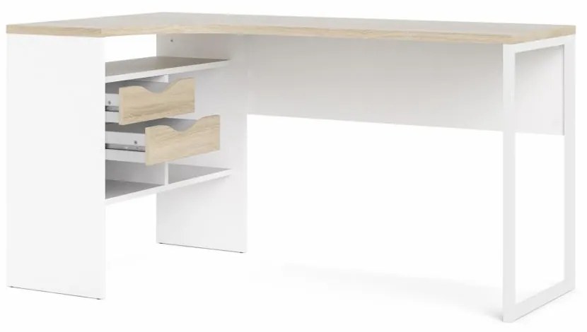 Birou coltar EFREM PLUS cu 2 sertare si blat in decor stejar