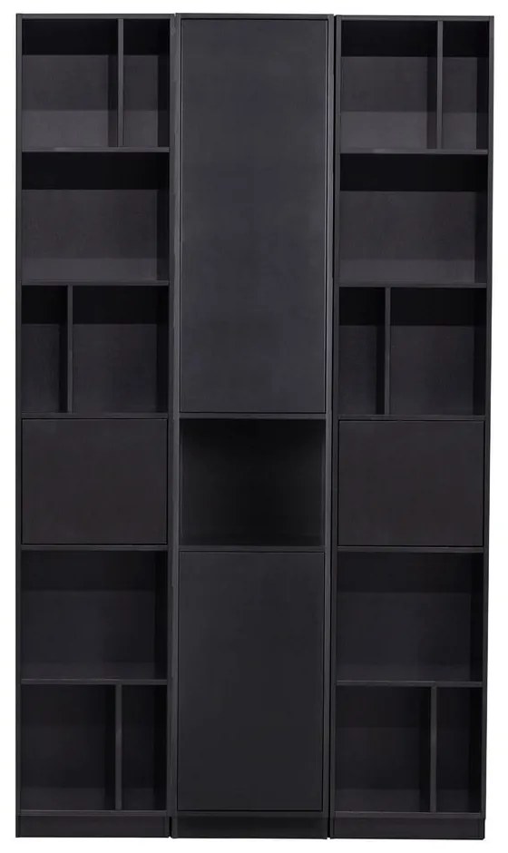 Bibliotecă modulară neagră din lemn masiv de pin 120x210 cm Finca – WOOOD