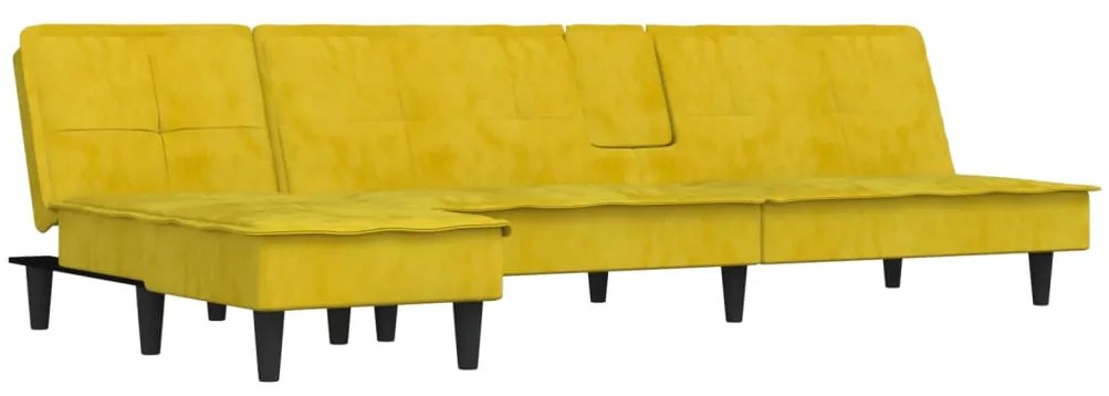 3157264 vidaXL Canapea extensibilă în formă de L galben 255x140x70 cm catifea