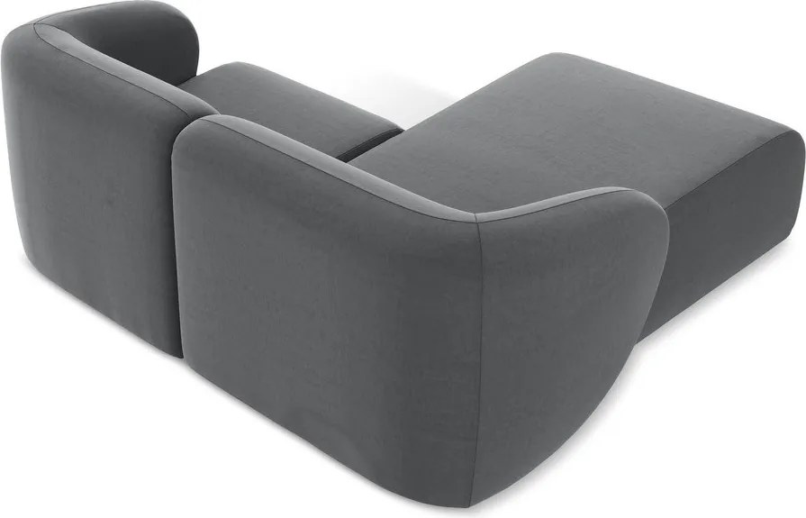 Colțar gri cu tapițerie din catifea (cu colț pe partea stângă/cu șezlong) Lani – Makamii