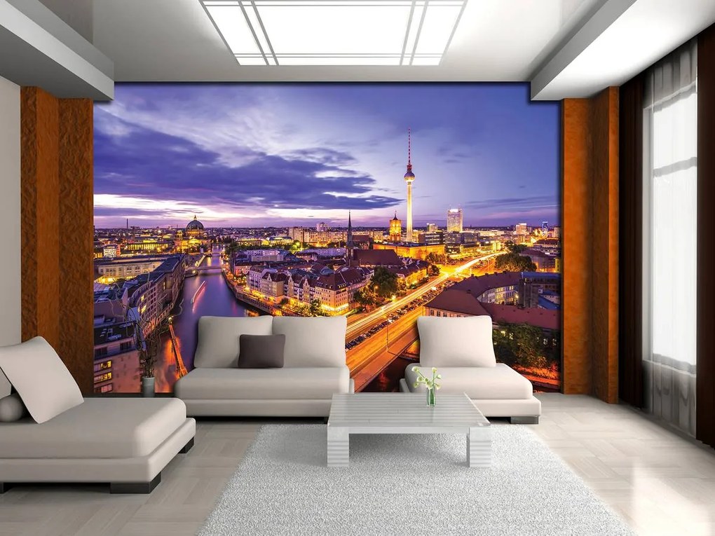 Fototapet - Panorama Berlinului noaptea (254x184 cm)