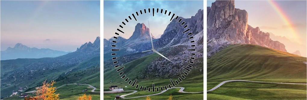 Tablou cu curcupeu deasupra stâncilor (cu ceas) (90x30 cm)