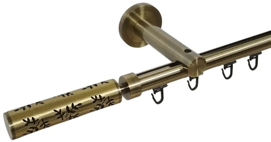 Galerie simpla 19 mm prindere perete teava profil flora aur antic (Alege marime: 320 cm)