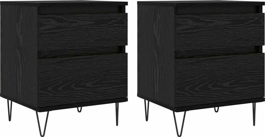 vidaXL Dulap de pat Stejar Negru 40 x 35 x 50 cm Lemn compozit