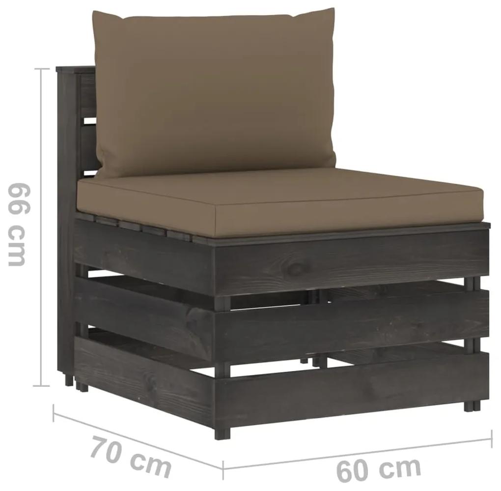 Set mobilier gradina cu perne, 8 piese, lemn gri tratat taupe and grey, 8