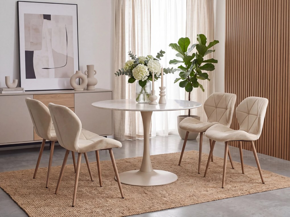 Scaun de dining MANGO VELVET, bej deschis