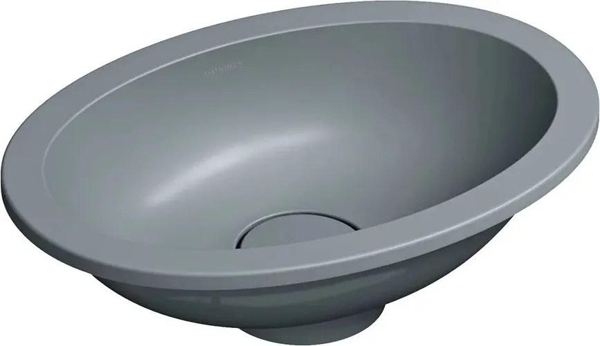 Lavoar sub blat Omnires Shell M+ finisaj gri cenusa mat 45 cm