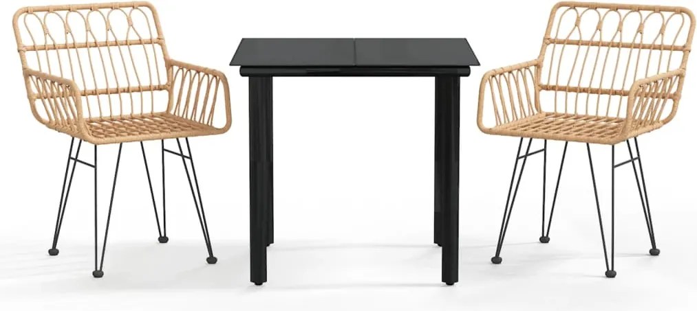 vidaXL Set mobilier de grădină, 3 piese, poliratan