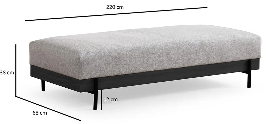 Taburet Eti negru Pouffe gri