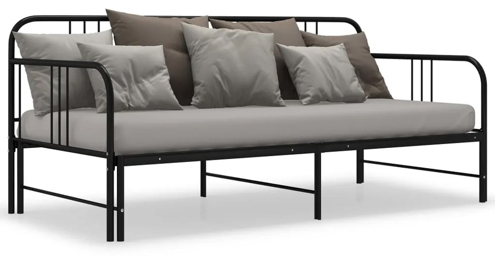 Cadru pat canapea extensibila, negru, 90 x 200 cm, metal Negru