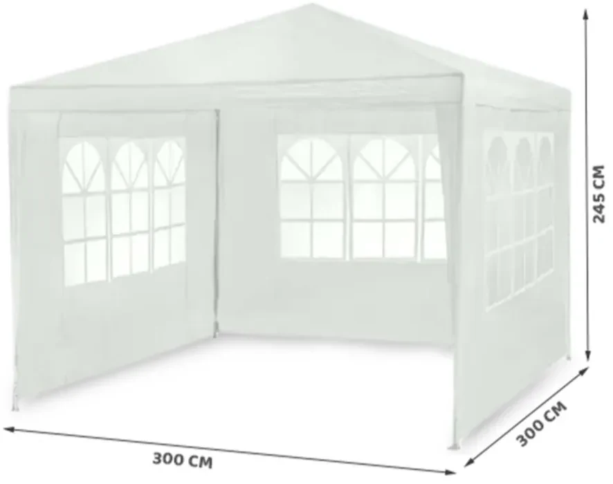 Cort pavilion de grădină 3x3 m + 3 pereți ALB
