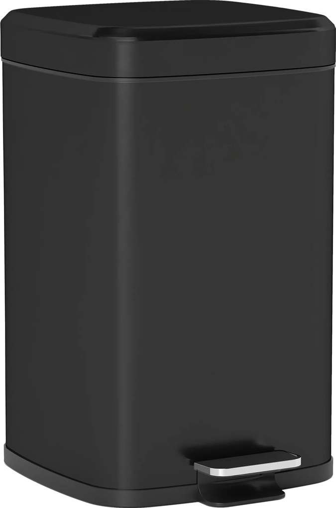 HOMCOM Coș de gunoi dreptunghiular cu pedală 20 L din metal, cu capac, găleată detașabilă, antiamprentă, negru | Aosom Romania