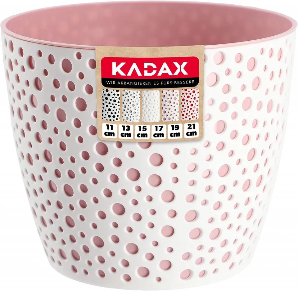 Ghiveci Kadax, plastic, alb/roz, 14,2 x 17 x 12,5 cm