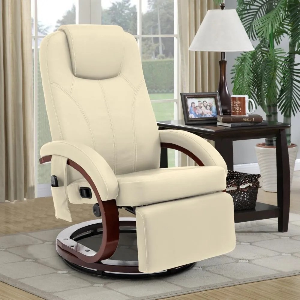 Fotoliu de masaj relaxant ajustabil cu încălzire VINTAGE - bej