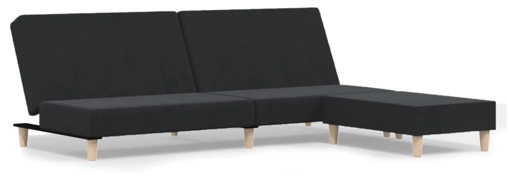 3080467 vidaXL Canapea extensibilă cu 2 locuri și taburet negru, textil