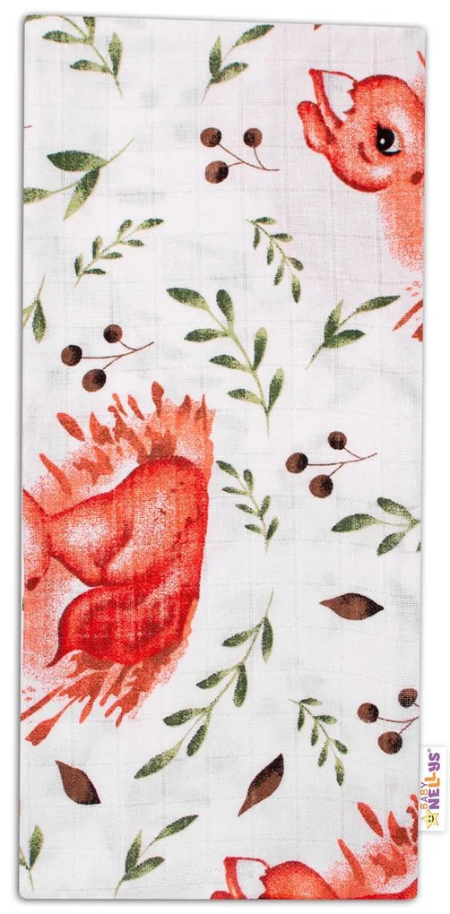 Baby Nellys Scutec de bumbac de calitate - Tetra Premium, 70x80cm - Vulpe, alb