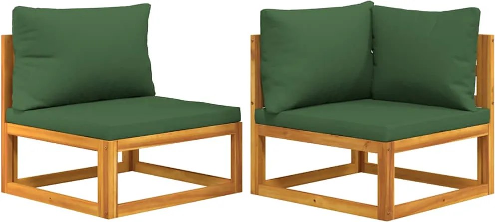 vidaXL Set canapea de grădină, 2 piese, cu perne, lemn masiv de acacia