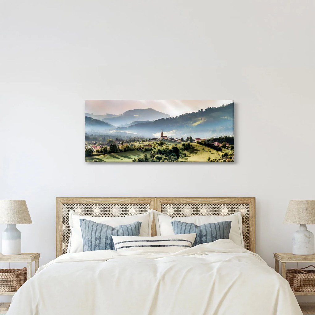 Tablou - sătuț în ceață (120x50 cm)