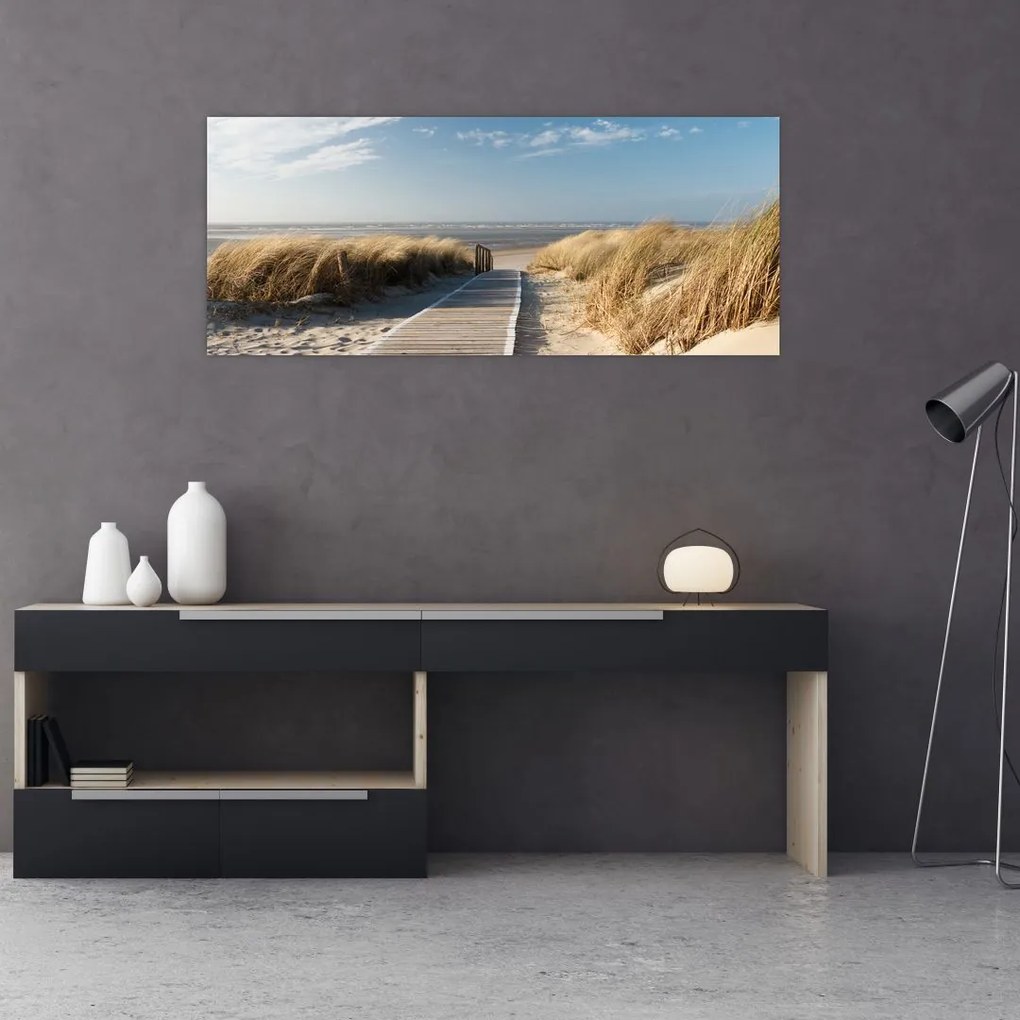 Tablou - Plaja cu nisip de pe insula Langeoog, Germania (120x50 cm)