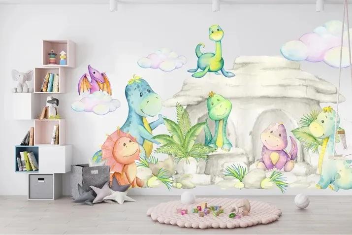 Autocolant de perete pentru copii desene animate lumea dinozaurilor 100 x 200 cm