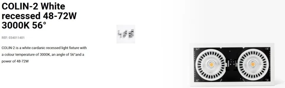 Spot LED incastrabil COLIN-2 White recessed 48-72W 3000K 56°