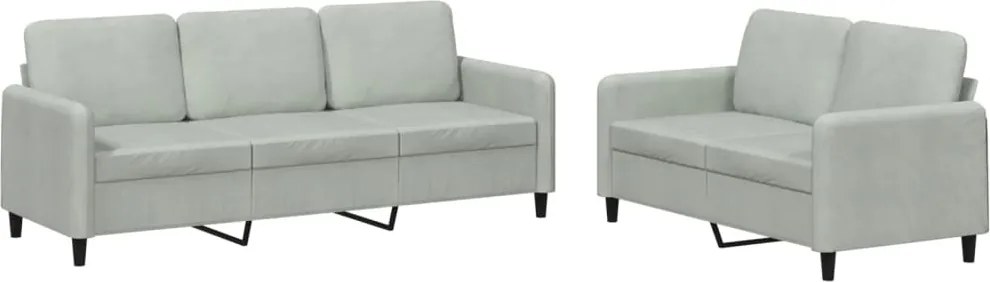 vidaXL Set canapea, 2 piese, gri deschis, catifea