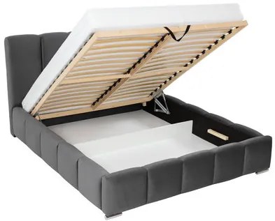 Pat matrimonial 140 cm Leskana (Gri închis) (cu somieră) (cu sp. depozitare). Promo -17%. 1104151