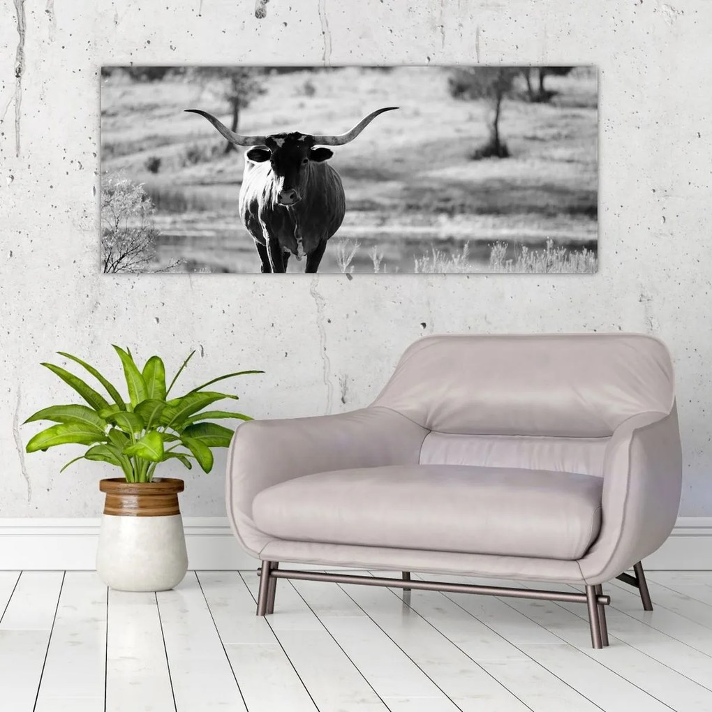 Tablou - Vacă,alb-negru (120x50 cm)