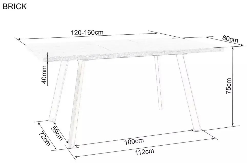 Masa extensibila Brick stejar artizan/negru L120-160 cm