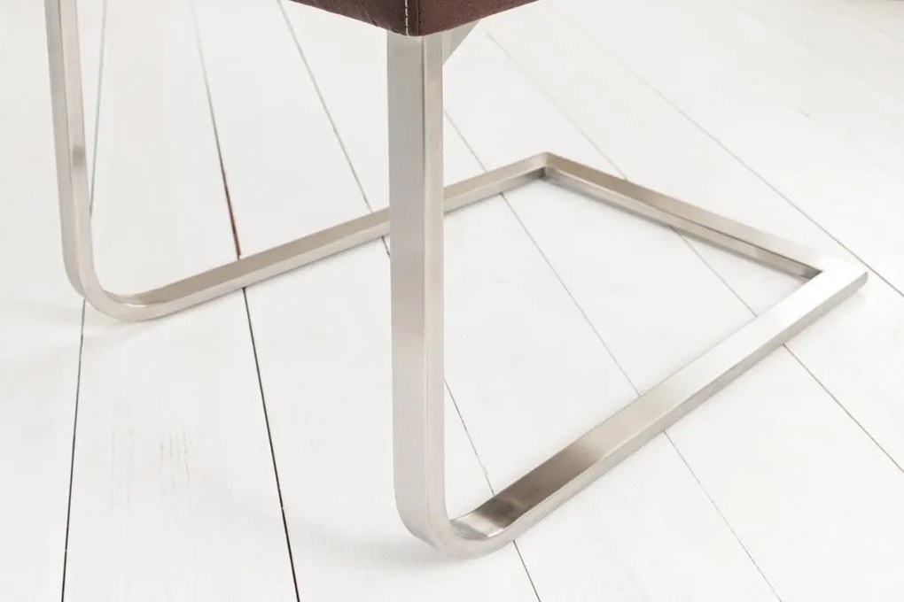 Set de 2 scaune, Otel, Microfibra, Maro Cafeniu, SAMSON