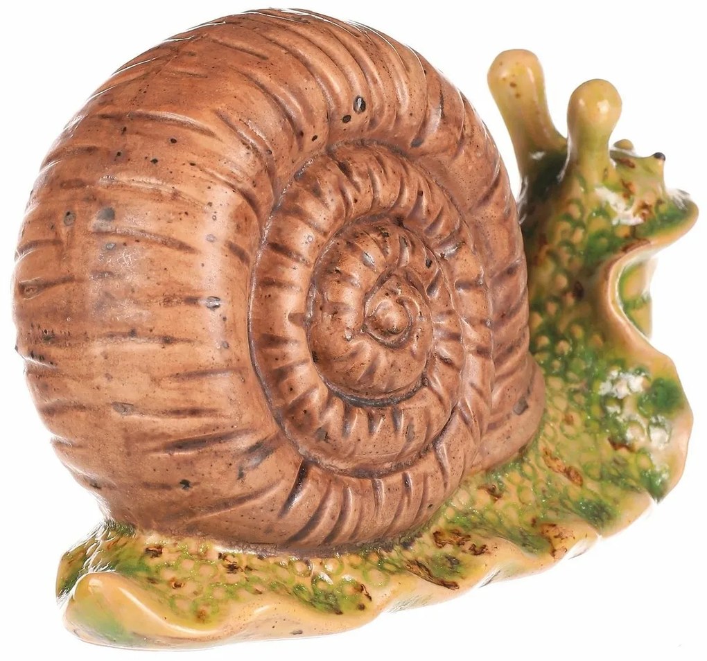 Decorație de grădină Melc maro deschis, 16 x 7 x10 cm, ceramică