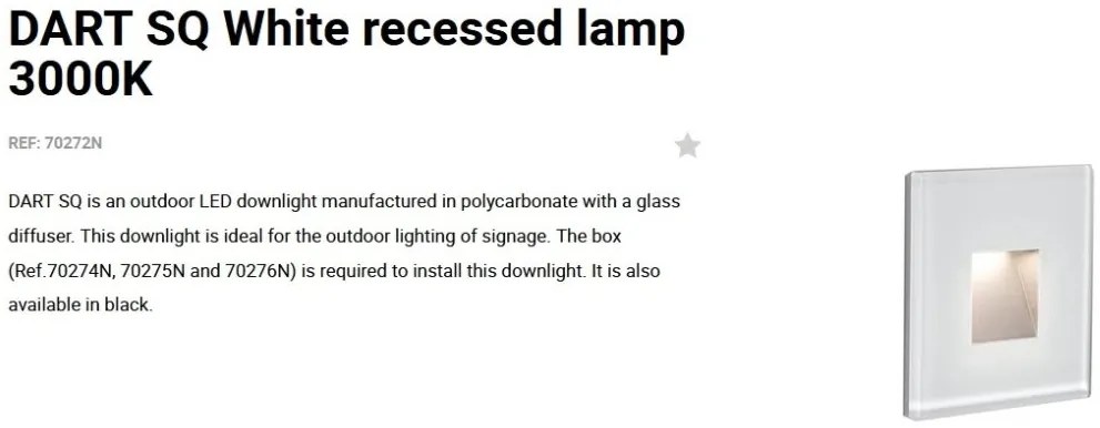 Spot LED de exterior IP65 iluminat ambiental DART SQ White