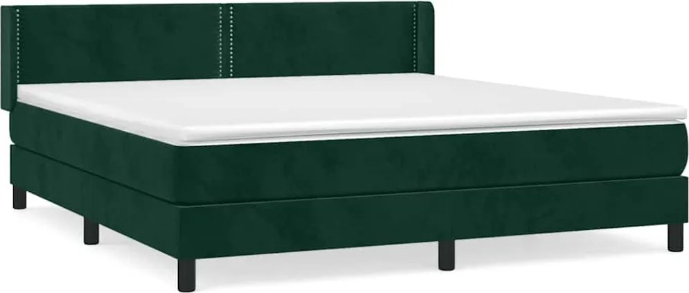 vidaXL Pat box spring cu saltea, verde închis, 180x200 cm, catifea