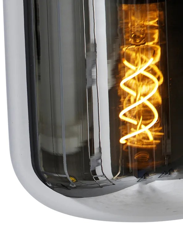 Lampă suspendată de design neagră cu sticlă fumurie cu 3 lumini - Bliss