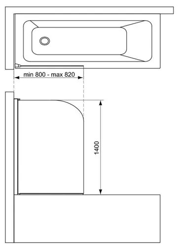Paravan de cada mobil Ideal Standard Connect argintiu 80x140 cm