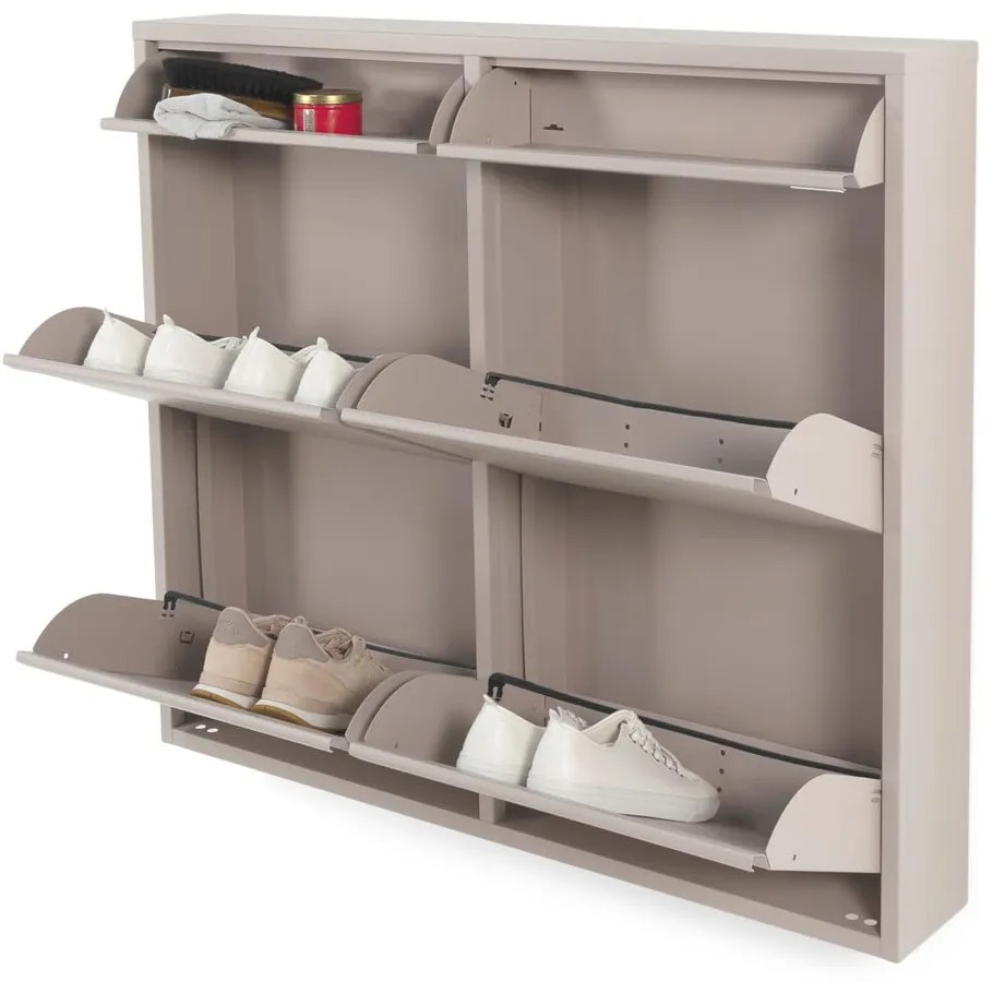 Pantofar taupe cu deschidere înclinată din metal 98x86x15 cm Billy – Spinder Design