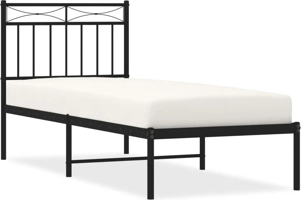 vidaXL Cadru de pat metalic cu tăblie, negru, 80x200 cm