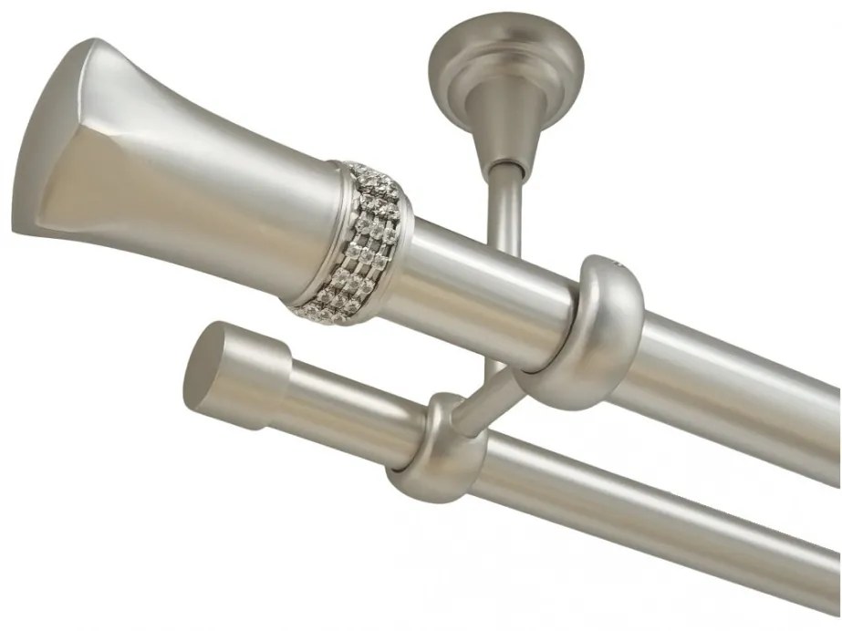 Galerie fara inele pluton crystal tavan - 25/19 - crom mat (Alege marime: 200 cm)
