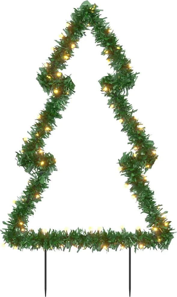 vidaXL Decorațiune brad cu lumini de Crăciun cu țăruși, 80 LED, 60 cm