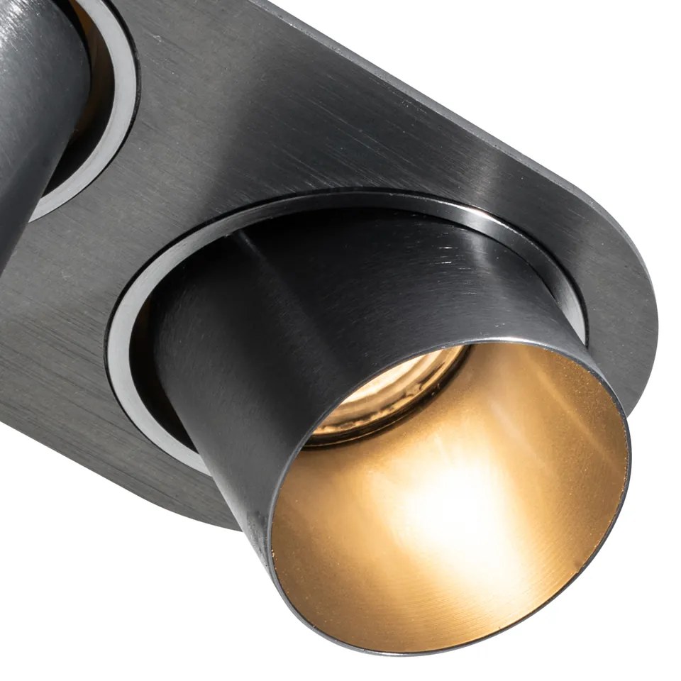 Set de 6 spoturi încastrate Gunmetal GU10 50mm 2 lumini - Installa