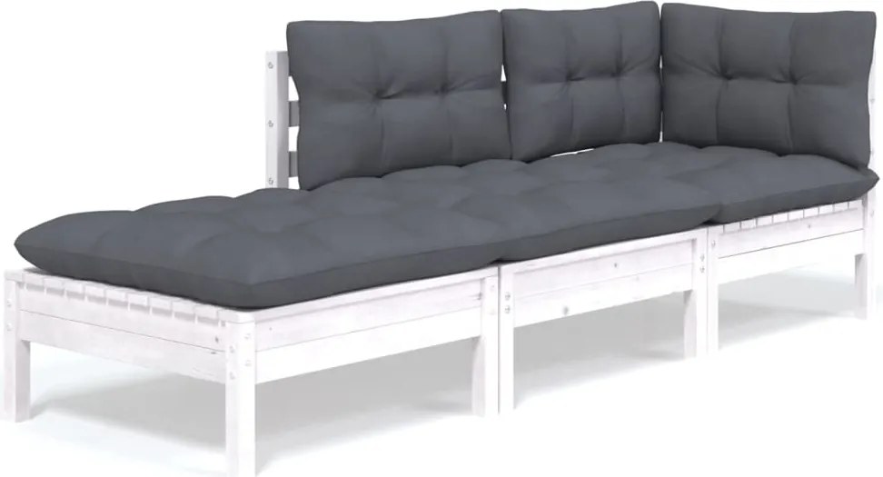 vidaXL Set mobilier grădină cu perne, 3 piese, lemn masiv de pin