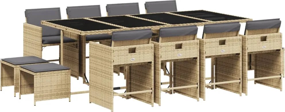 vidaXL Set mobilier grădină cu perne, 13 piese, bej combinat poliratan